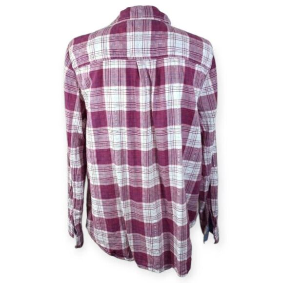 ST. JOHN'S BAY RED & WHITE PLAID BLOUSE SZ.XL EUC. - Picture 4 of 5